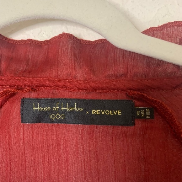 NWT House of Harlow 1960 x Revolve Burgundy XXS Cropped Peasant Style Top - Picture 4 of 9
